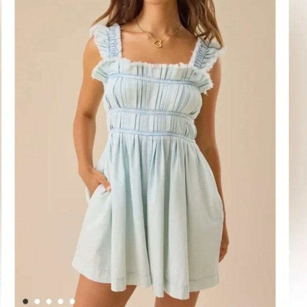 Altar’d State White Frayed-Edge Romper – Women’s Size Medium